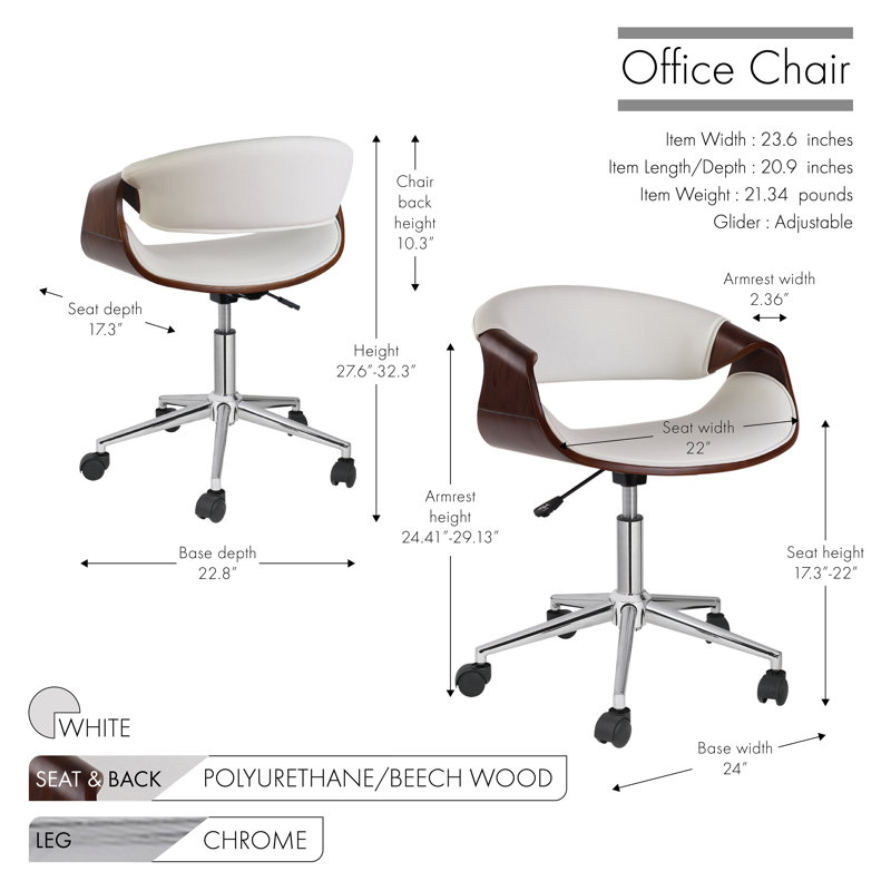 Chaise de travail Bartinus, Blanc