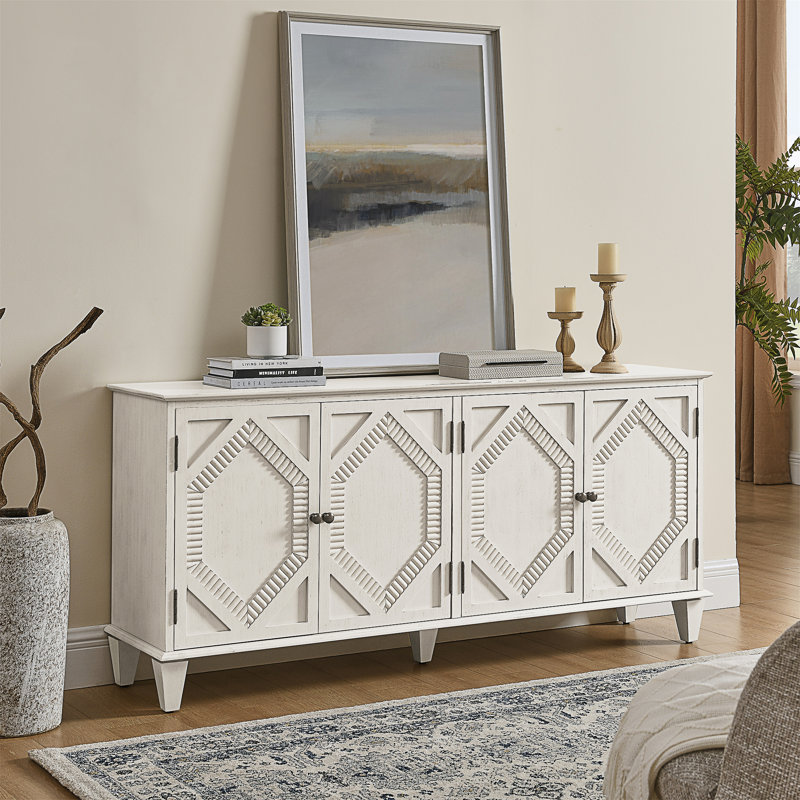 Buffet 65,2 "Mid Century Modern Buffet avec rangement (table incluse seulement), Blanc antique
