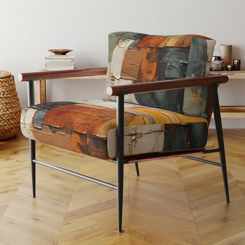 Fauteuil d'appoint rembourré en velours Hardedge Art Earthy Euphony I, Noir