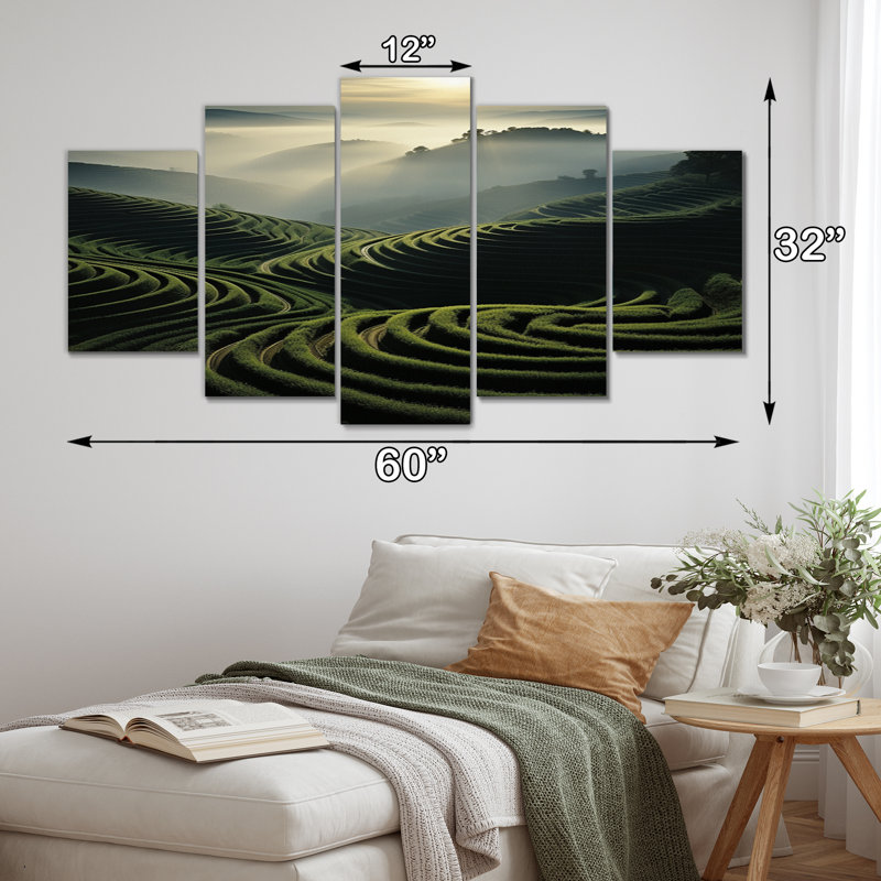 «Scenic Dynamic Vineyard II», art mural sur toile, 5 panneaux