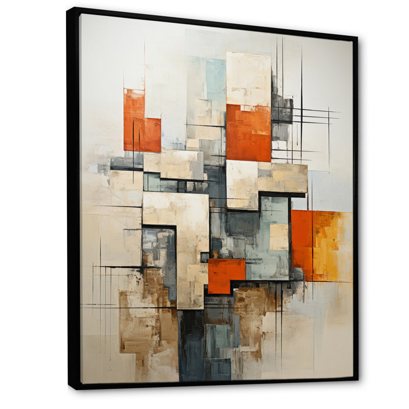 «Jaeliah Constructivism Construit Horizons VI», reproduction sur toile, H 32 po x l 24 po x P 1 po, Cadre flottant noir