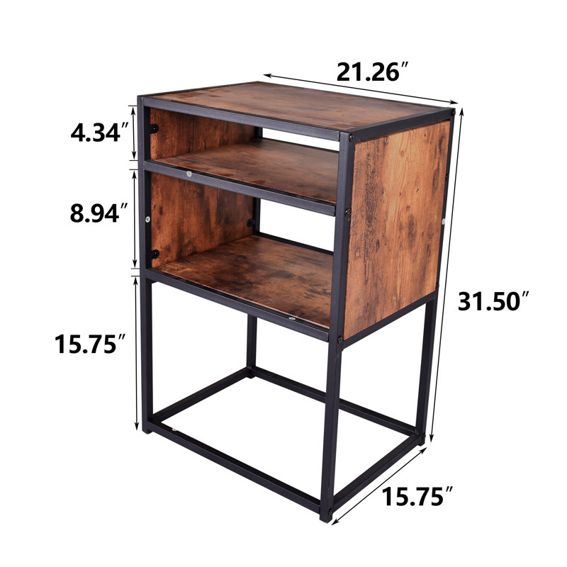 Aven 21.26'' W Nightstand, Black/Brown