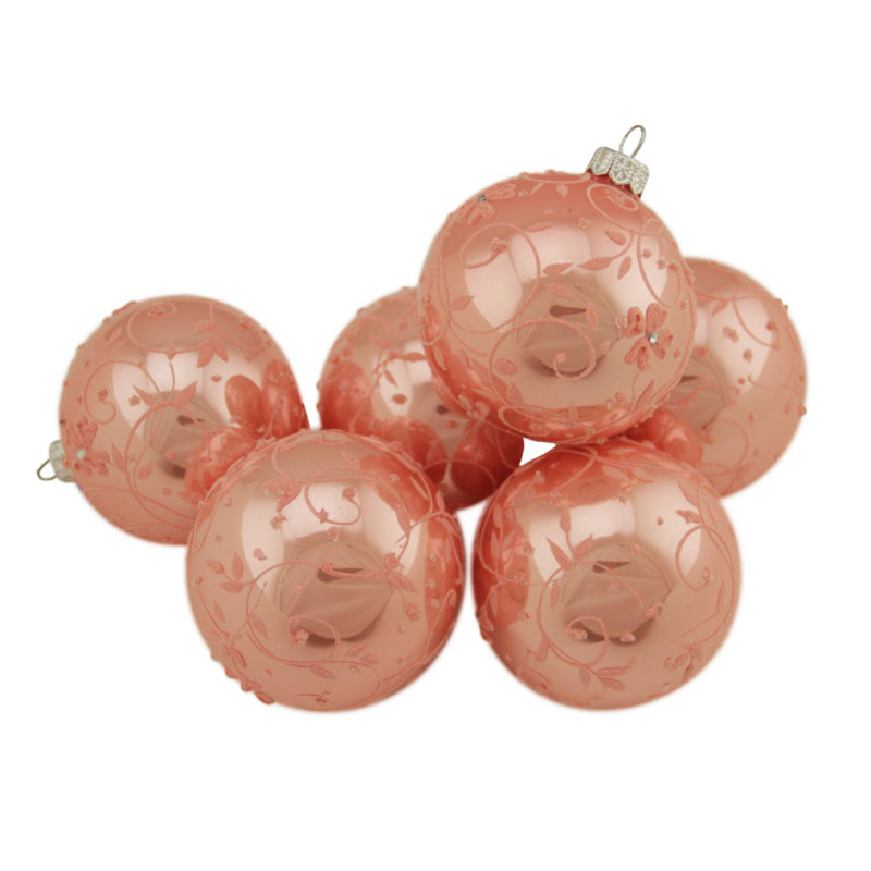 Ornement boule de Noël corail rose brillant