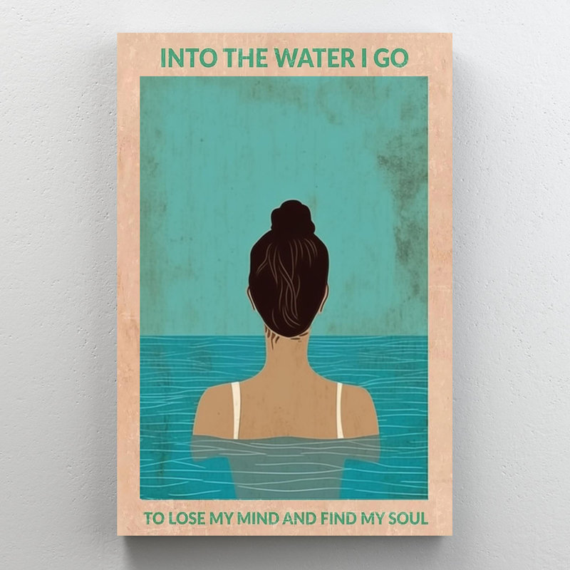 «Natation dans l'eau», impression sur toile, H 14 po x l 11 po x P 1,25 po