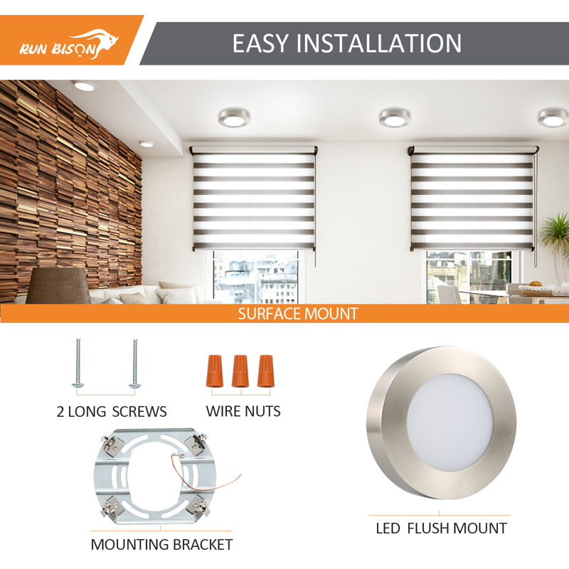13 in. Round Color Selectable Integrated LED Flush Mount Downlight, Brush Nickel