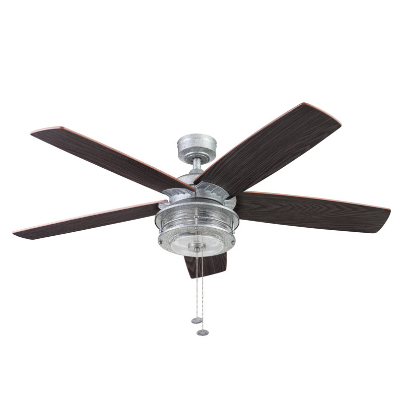 Ventilateur de plafond d'intérieur 52 po avec chaîne de traction et ensemble d'éclairage Foxhaven, Galvanisé