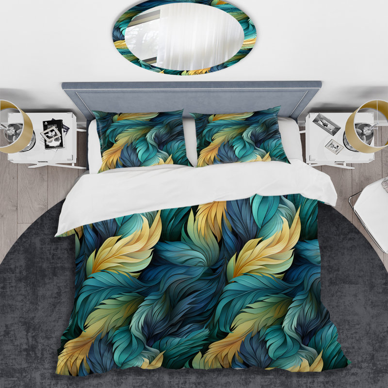 Ensemble de housse de couette bleu et bleu sarcelle, Housse de couette simple + 1 taie décorative stan