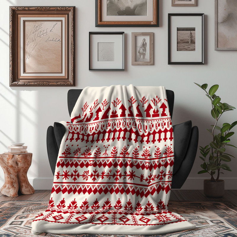 Winter Patterns - 1 pièce Sherpa Premium, Grand lit