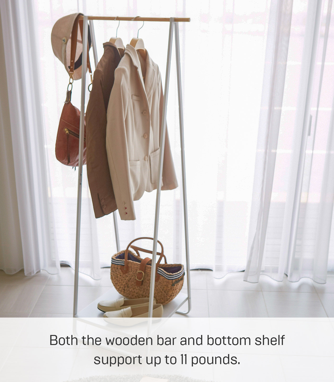 Yamazaki Home Freestanding Clothes Rack, White