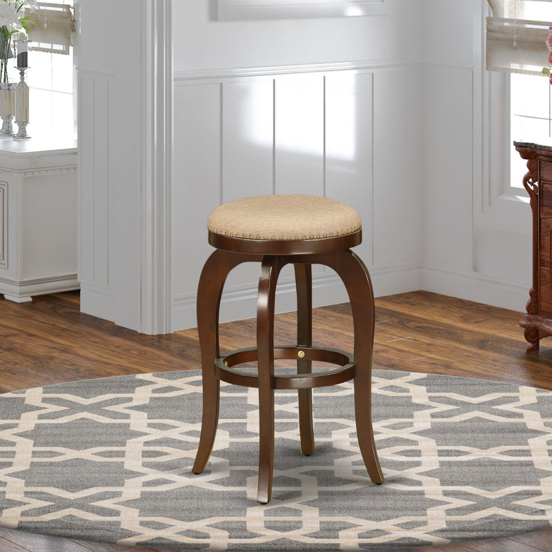 Tabouret Elzada, Siège moka / structure acajou, Tabouret de bar (assise de 30 po de hauteur)