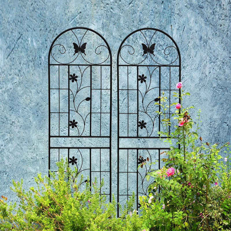 Treillis métallique 71 po x 19,7 po, paquet de 2, antirouille pour plantes grimpantes d'extérieur, noir, simple à monter, cadre 2 vignes de jasmin de jardin, facile à assembler et support résilient