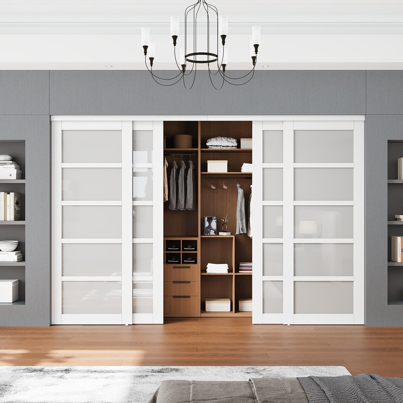 Porte coulissante intérieure blanche 80 "pour garde-manger et garde-robe avec quincaillerie complète, 120" x 80"