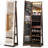 360° Swivel Jewelry Cabinet with Lighted Full Length Mirror & Back Shelves, Lights Brown-1229924461