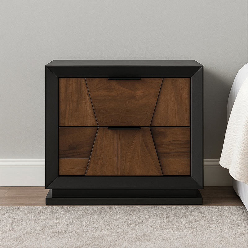 Houston Traditional Style 2-Drawer Nightstand Made With Wood In Walnut