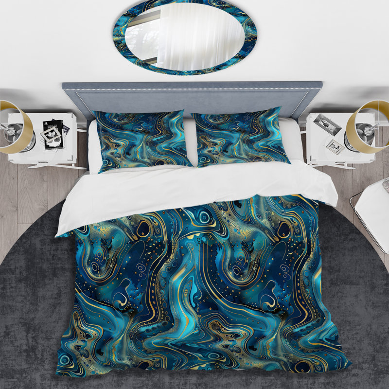 Ensemble de housse de couette Blue Gold, Housse de couette très grand et 2 très grandes t