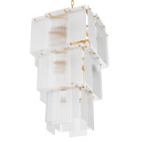 Chandelier Giardano Clear And Frosted Glass Antique Brass Finish