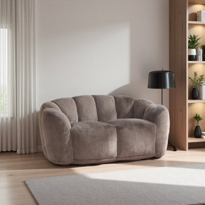 Two Seater Floor Lazy Sofa For Living Room Bedroom, Bean Bag Chair For Adults, Ultra Soft Fluffy Loveseat Bean Bag Sofa, Cozy Reading Chair With Filler