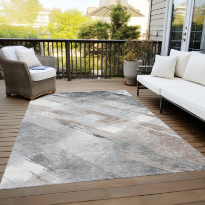 Machine Washable Indoor/Outdoor Claudian ACN1541 Taupe Rug
