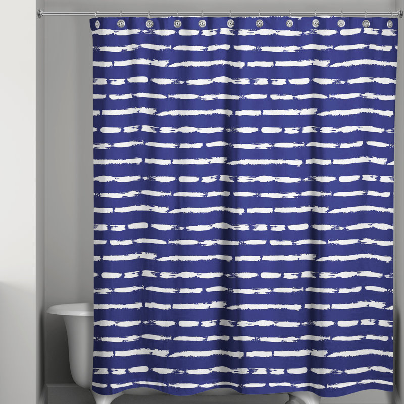  Rideau de douche rayé simple, Bleu marine/blanc