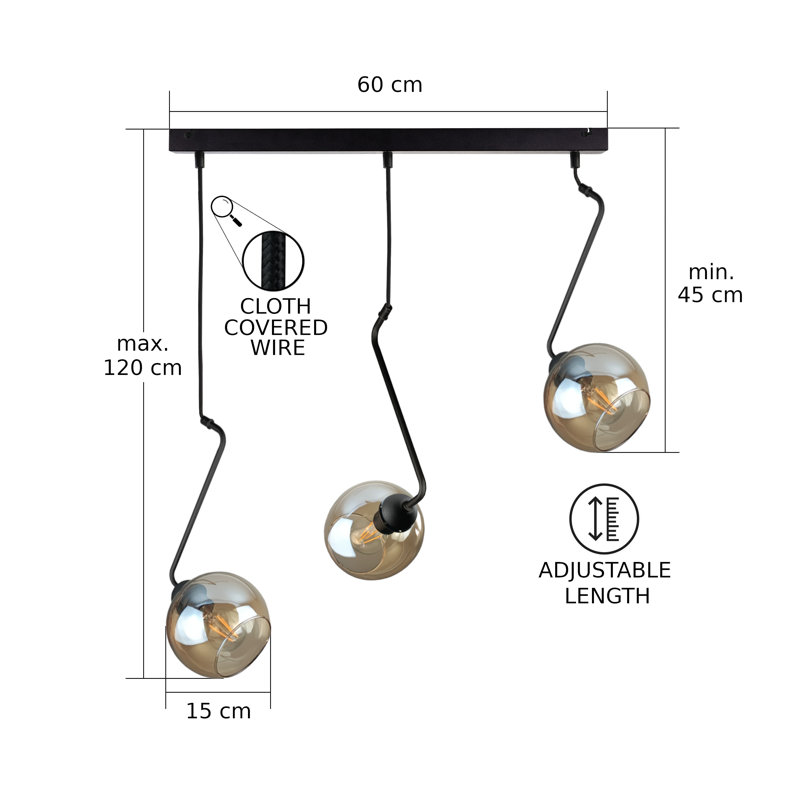 Betim - Light Matte Black Unique/Statement Pendant, Gold/Orange, 3
