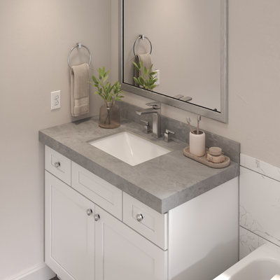 Vasque de salle de bain, 94 cm (L) x 56 cm (P) x 6,5 cm (H), en porcelaine, avec 3 trous prépercés pour robinetterie, gris italien