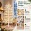 4' Pre-Lit Aspen Fir Artificial Christmas Tree with 230 Warm White LED Lights, 280 PE Branch Tips, White Coral Twig Xmas Tree with Metal Stand for Home Party