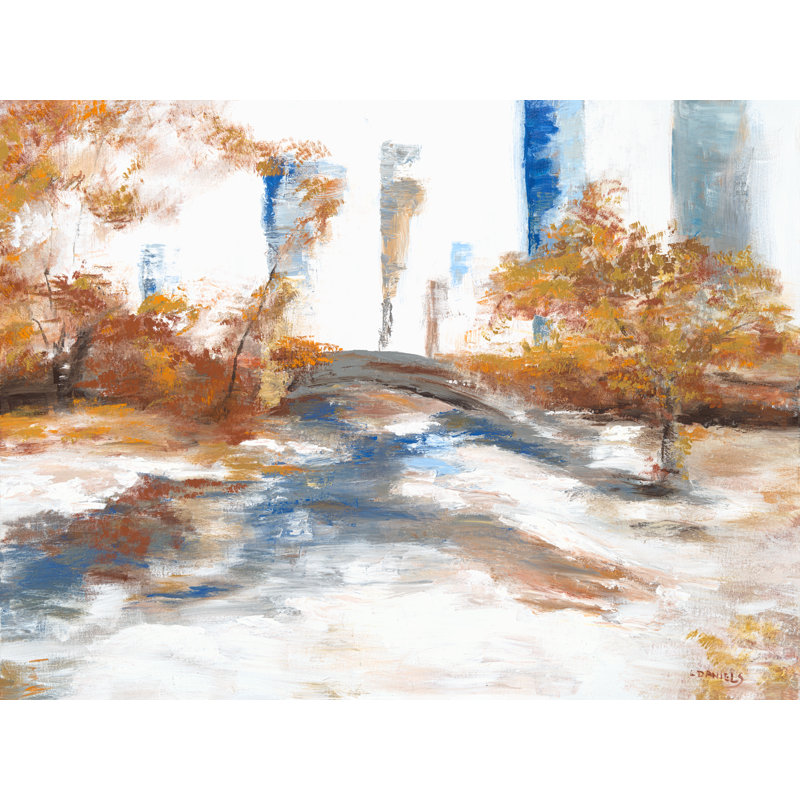 Central Park Print by Lisa Daniels, Black Framed Canvas, 25" H x 33" W