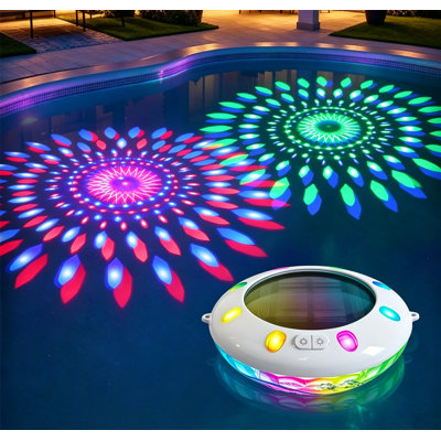 Éclairage solaire flottant pour piscine RVB à double couche, étanche IP68, télécommande et bouton, 7 couleurs unies + modes multiples, pour le jardin de l'étang de piscine