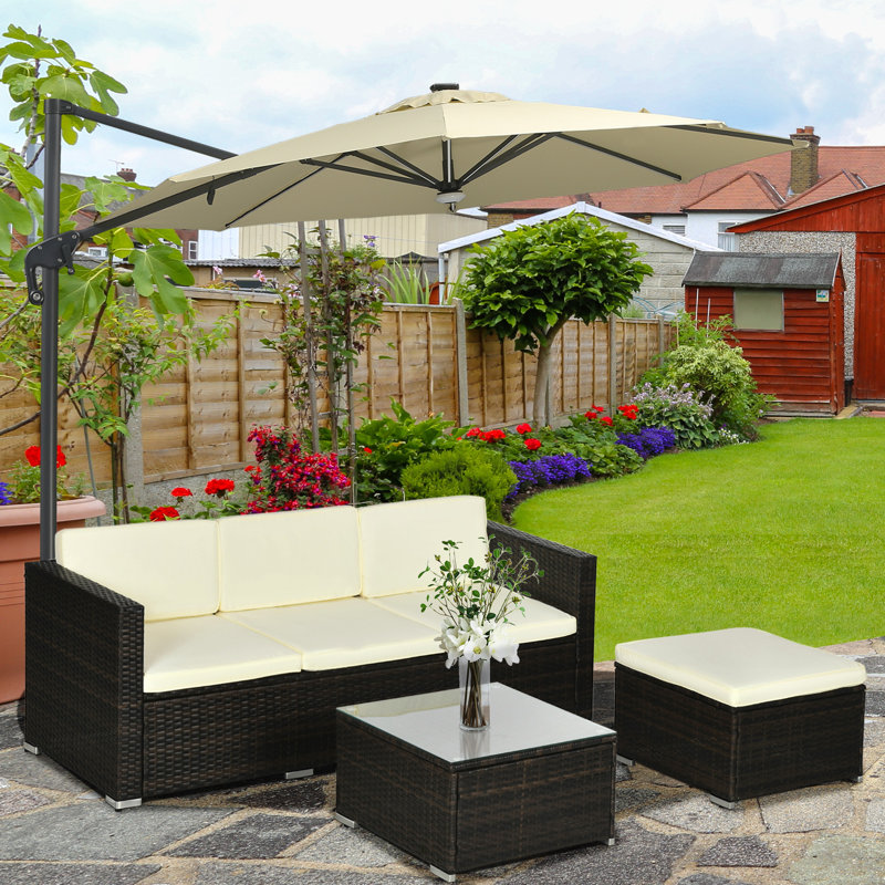 Mobilier de patio en rotin PE 3 pièces Ebern Designs, Blanc