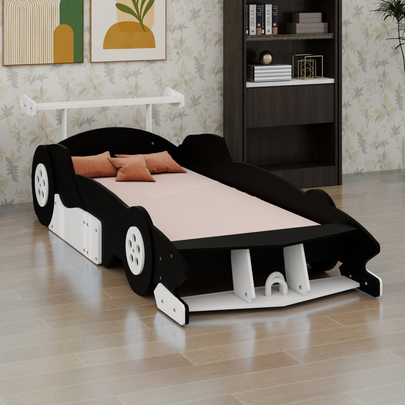 Lit plateforme Race Car, roues incluses, Noir