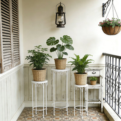 Plant Stands Set of 3 with Ceramic-Top