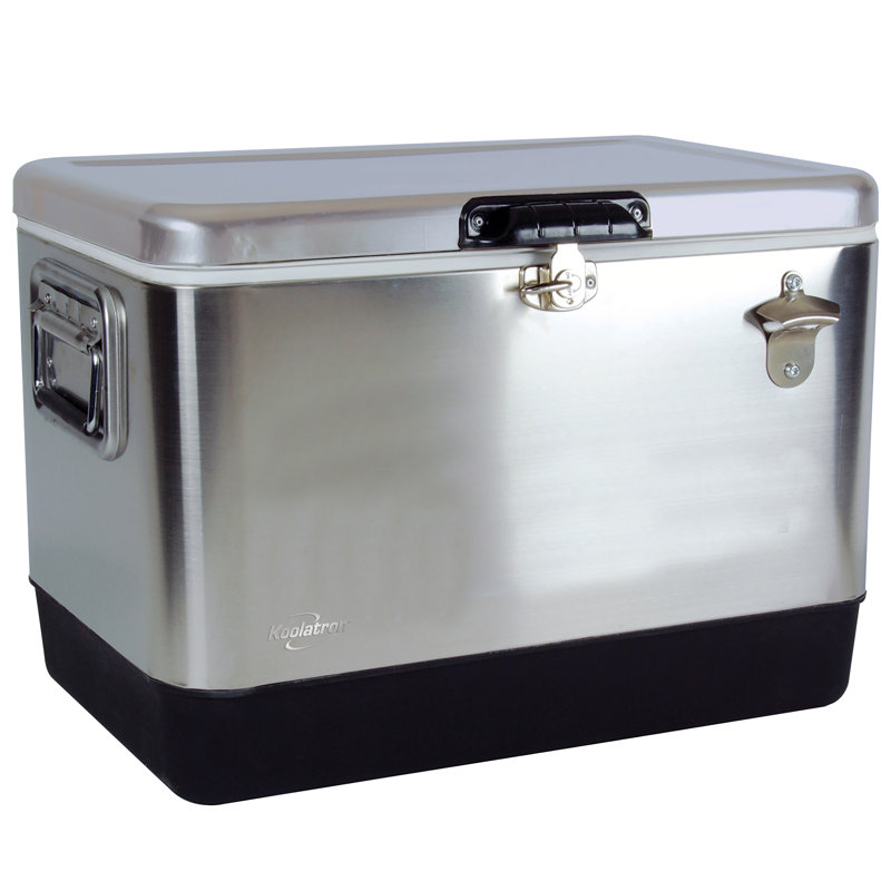 Stainless Steel and Black 51L Ice Chest Cooler with Bottle Opener