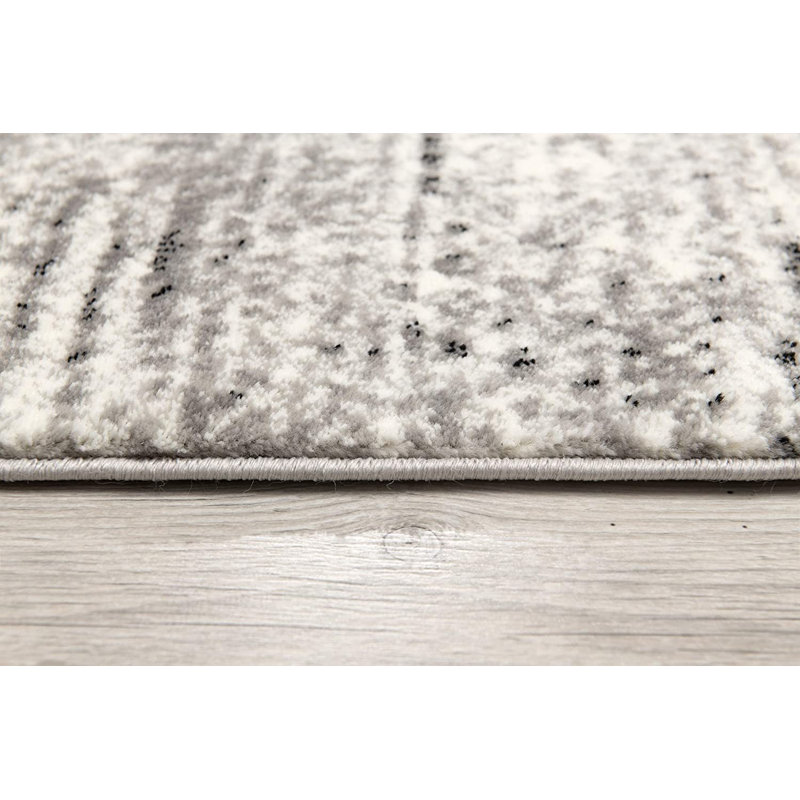 Tapis gris abstrait Dhurrie 2 pi x 4 pi