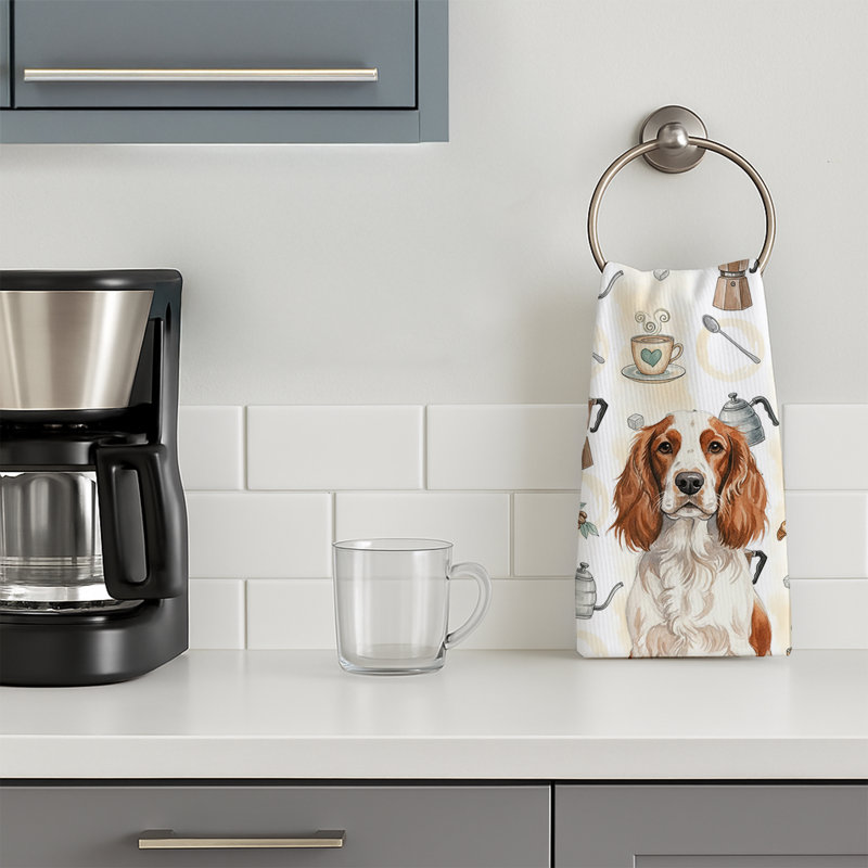 Welsh Springer Spaniel Coffee Bar Kitchen Towel, Welsh Springer Spaniel