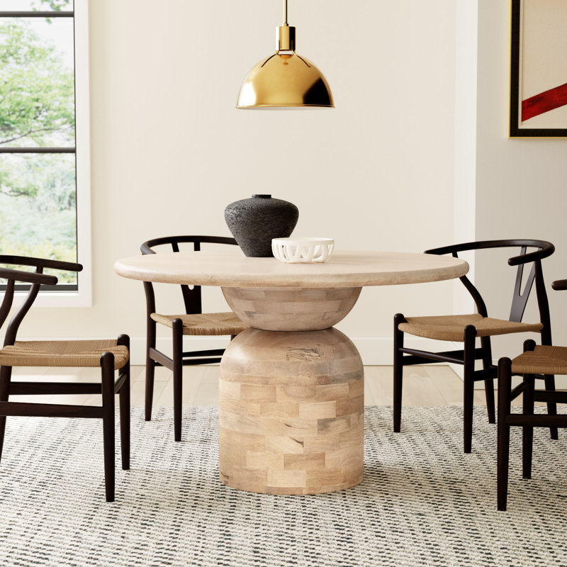 Kashida 47" Round Dining Table, Light Brown