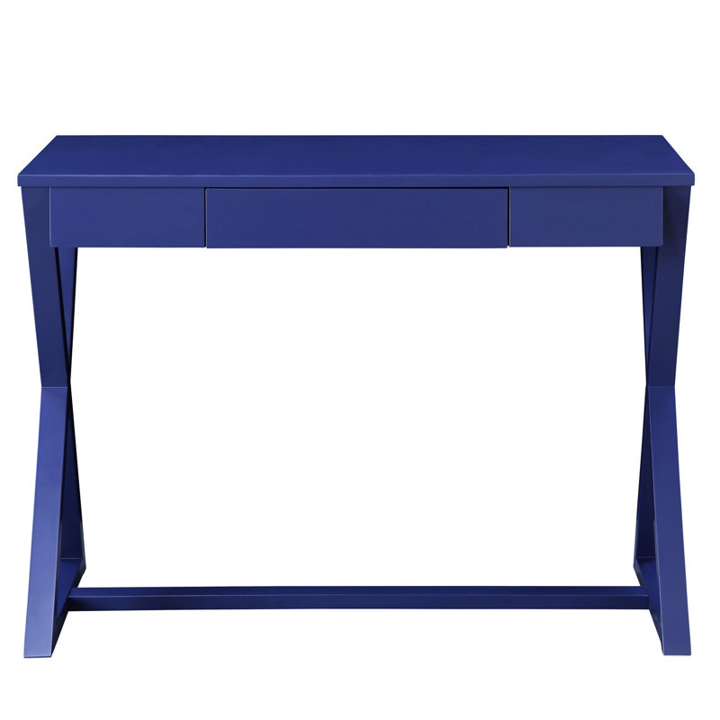 Bureau d'écriture bleu avec tiroirs pratiques et rangement, 30.35" H x 19.38" W x 43.34" D
