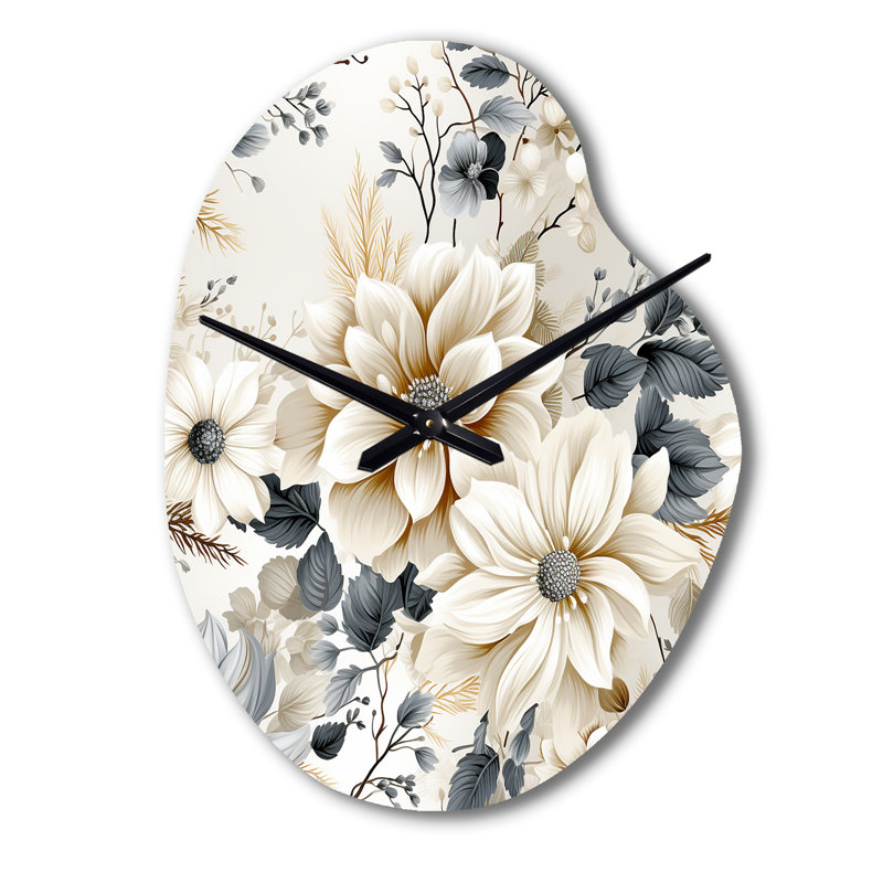 Motif de bohème éthéré bleu et blanc - impression florale de forme unique, horloge murale, Petit