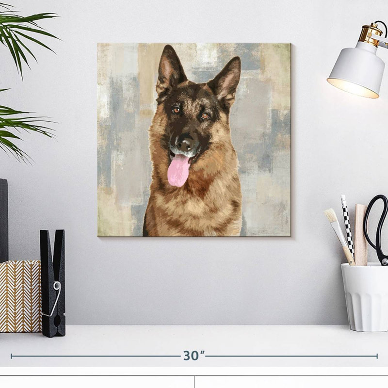 Crowle A German Shepherd Portrait, 16" H x 16" W