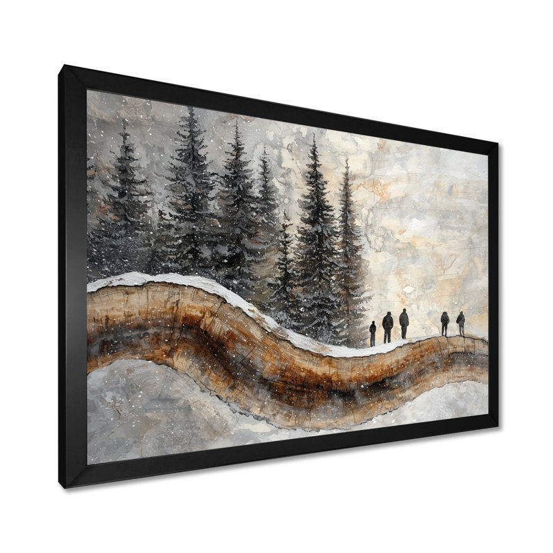 Gerger, groupe de randonnée dans un paysage d'hiver III - Randonnée, art mural sur toile, Noir, noir, noir, noir