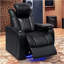 Fauteuil inclinable électrique 37,8 po 1 PC fabriqué avec nappa de grain supérieur, relaxation entièrement réglable, charge intelligente, éclairage DEL RVB dynamique, NOIR-1248861546