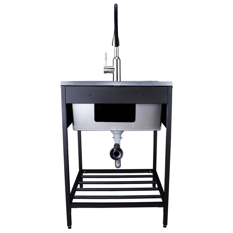 Matte Black Stainless Steel Freestanding Laundry Sink with Faucet