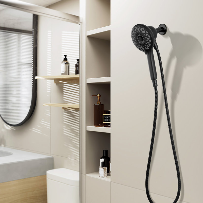 6 Spray Mode High Handheld Shower, Matte Black Design, 60 - Inch Hose, Magnetic Docking Technology For Easy Handling In Bathroom Shower Head, Options, Handheld, Metal Round Shape Even Water Spread