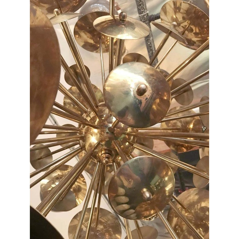 Lustre spoutnik clair en laiton Lampadina, Blanc, 42” Length x 42” Width x 52” Height, Bronze