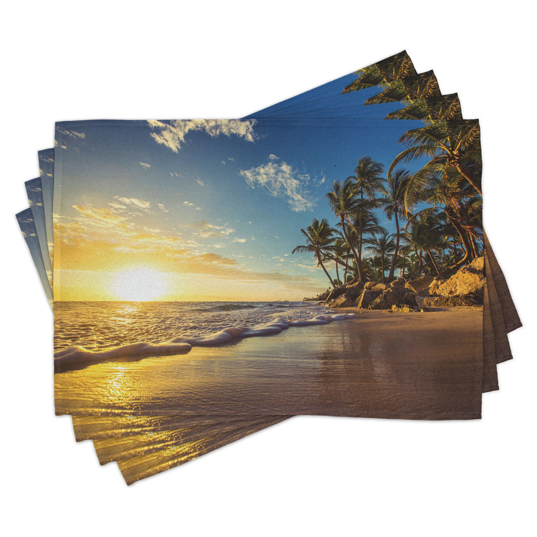 Platzdeckchen 4er-Set, Exotic Beach Sunset, Multicolor