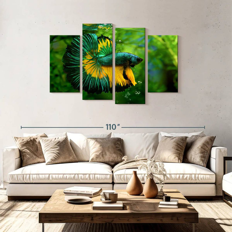 Brampt Green Yellow Betta Fish, 48" H x 75" W