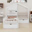 Lit maison avec canapé rembourré, lit maison avec station de charge, recharge sans fil, tablettes et deux tiroirs-215396596