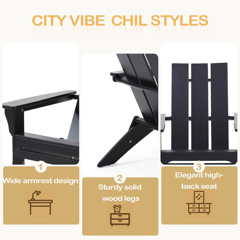 Foldable Adirondack Chair, Black