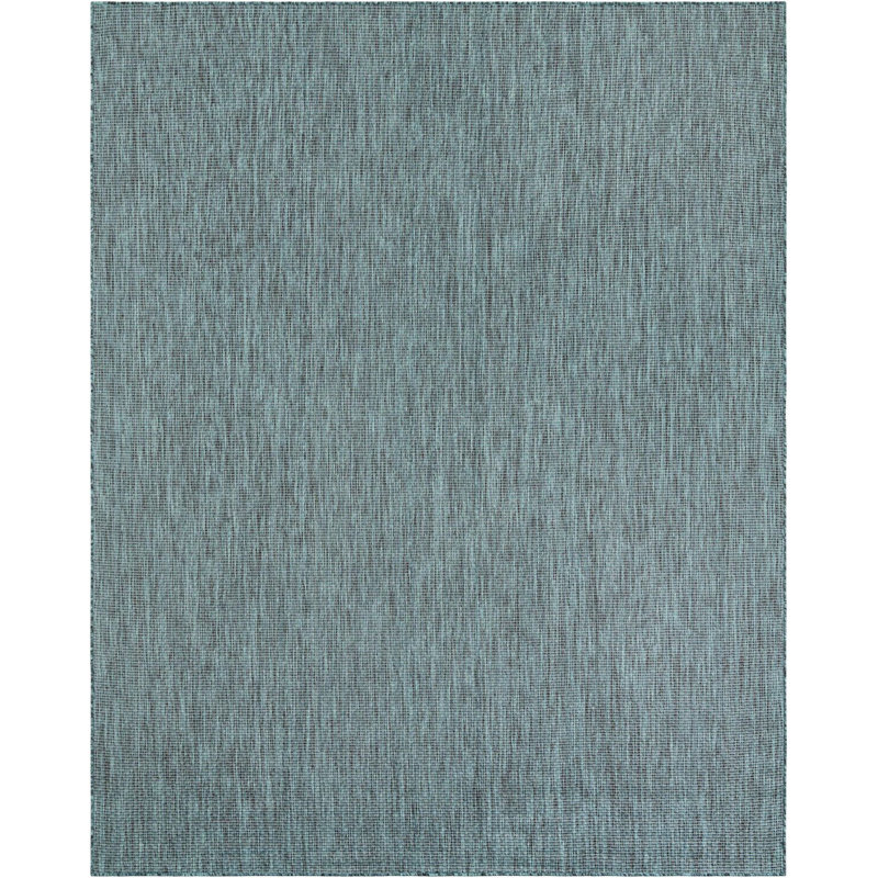 Tapis intérieur / extérieur turquoise Santina, Rectangle 7 pi 10 po x 10 pi