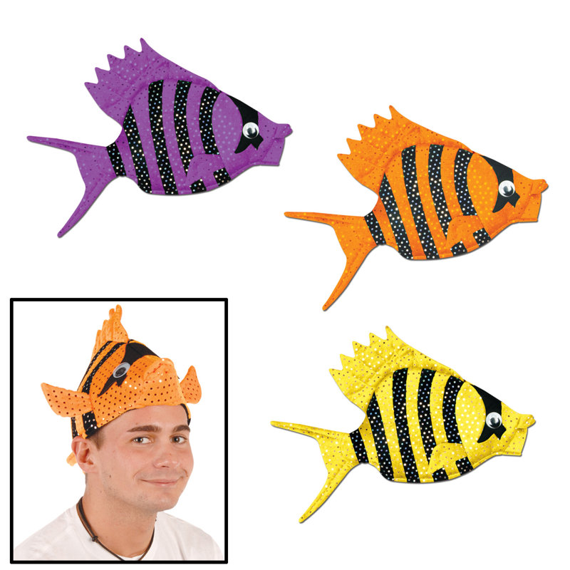 Chapeaux de poisson en peluche Luau - paquet de 6