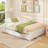 Full Size Wooden Platform Bed with 2 Rolling Storage Drawers Wood Slat Support-1601850958